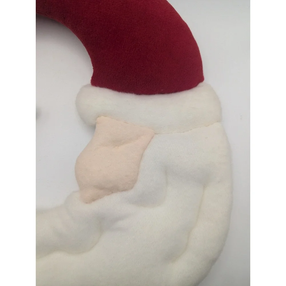 Vtg Plush Santa Claus Christmas Wreath Half Moon Holiday‎ Decoration Holly Berry